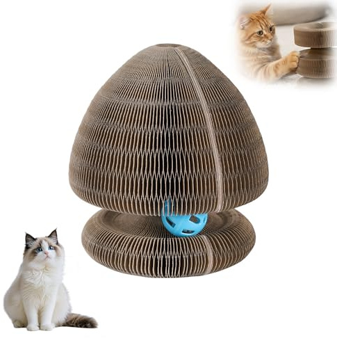 Katzen Kratzbrett, Foldable Interaktives Kratzspielzeug mit Glöckchen, Katzen Spielzeug für den Drinnen und Draußen Geeignet Cat kratzpappe (A)