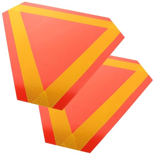 TOVINANNA 2 pièces Panneaux Réflecteurs Triangle Voiture Signalisation Véhicule Lent Aluminium Résistant Antirouille Pour Remorque Camping-car Tracteur
