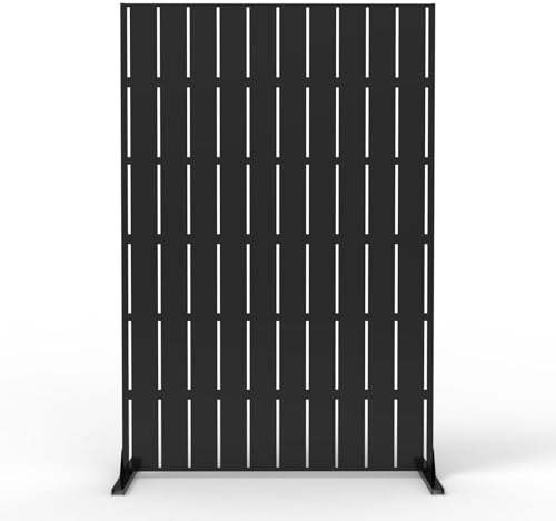 GarveeLife Gartensichtschutz, 180 x 120 cm Sichtschutzwand Aus Metall Für Den Außenbereich, Freistehende Trennwand Paravent Mit Ständer Dekorative Zäune Für Terrasse, Garten, Balkon,H