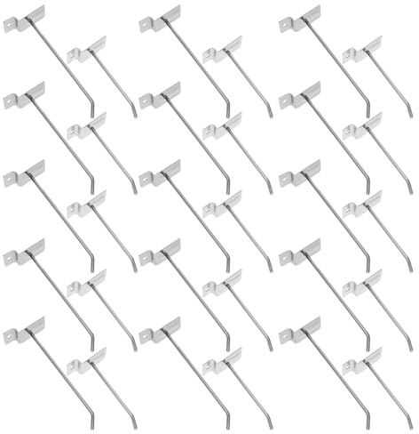 IWOWHERO Ganci per Pannelli Forati da Parete 40 Pezzi Set da 20 Ganci da 10 CM e 20 da 15 CM in Metallo Argento Accessori per Organizzazione Garage Negozi e Laboratori Supporti