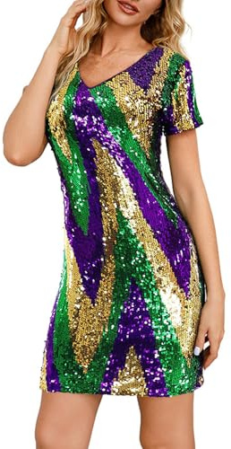 Costume de carnaval pour femme - Robe dégradé de couleur - Jupe courte - Col en V - Dos nu - Robe de soirée, lilas, L