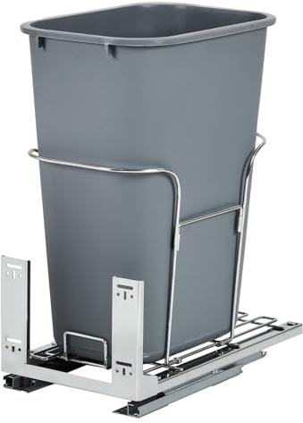 Einbaumülleimer 33L Edelstahl, Ausziehbar, Soft-Close, Spülenunterschrank | 45kg Tragkraft, Vollauszug Schienensystem, Rostfrei, Montagefertig, Stabiler Metallrahmen, Platzsparend, Abfallsystem