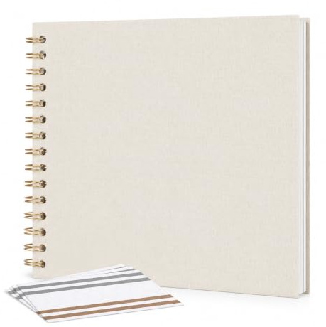 Fotoalbum Zum Selbstgestalten 20,5x20,5 cm Scrapbook Mit 40 Weißen Säurefreien Seiten Für Hochzeit Geburtstag Jahrestag Und Familien Erinnerungen (Beige)
