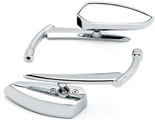 Anzene Grim Reaper Universal Custom Miroirs de moto - Adaptateurs Miroirs s'adapte à la plupart des for Harley, Cruisers (Argent)