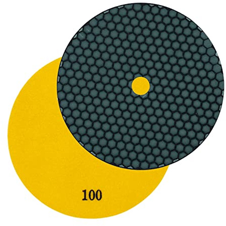 Profi Diamant-Schleifpad Trockenschliff, Ø 180 mm, Körnung 100, Klettaufnahme, für Naturstein, Kunststein, Granit, Marmor, Glas, Keramik oder Fliesen