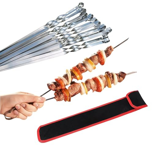 Profi BBQ Edelstahl Grillspieße, Extra Breit: 1 cm, Extra Stark 2 mm Dicke (25 St, 40cm) Fleischspieße, Schaschlikspieße, Mangal, Schampura, Spieße, Skewers, Schaschlik, Kebap, Spiesse, Grillspiesse