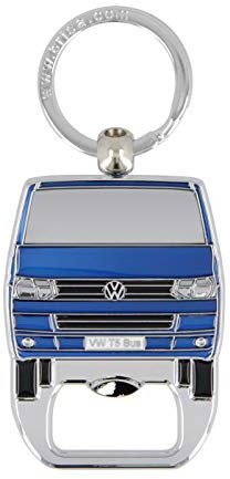 BRISA VW Collection - Volkswagen Keychain Ring Keychain Accessory Keyholder with Bottle Opener in T5 Bus Campervan Design (Blue)