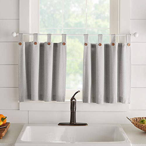 Elrene Home Fashions - Mantovana a ripiani per finestra per cucina o bagno, 76 x 91 cm, grigio a tinta unita, set di 2