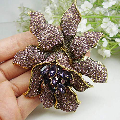 BAJIE Broche Style Broche Strass Violet Cristal orchidée Fleur Broche Broche Mode Femme Fleur Broches