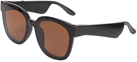 cigemay Lunettes Bluetooth Intelligentes, Lunettes Bluetooth sans Fil Semi-Ouvertes, Réduction du Bruit Portable en Plein Air avec Microphone Haute Sensibilité, Adaptées pour la Conduite, Les(Brun)