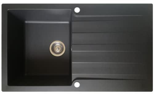 Essebagno Sierra évier 1 cuve 1 égouttoir en résine noir