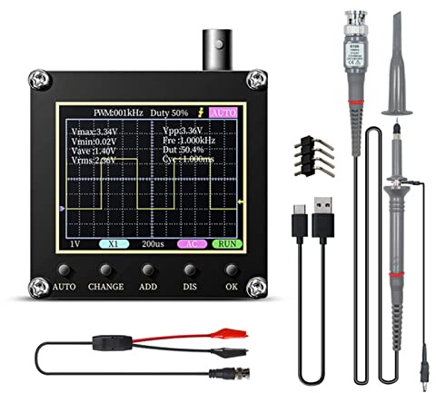 Mivofun 138Pro Mini Handheld Digital Oscilloscope Kit, 2.5MS/s High Sampling Rate, 200KHz Bandwidth, 2.4” LCD Screen Pocket Oscilloscopes with 10X Probe