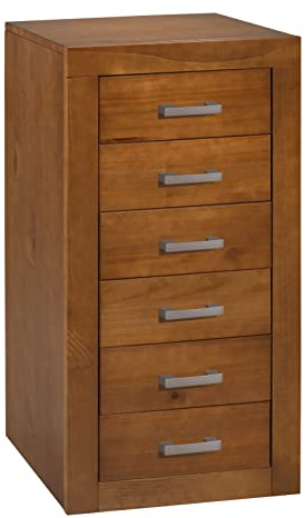 Moblit Comoda Cajonera de Seis Cajones Realizada en Madera de Pino Maciza sinfonier 6 cajones Color Cerezo Serie Kalpe Medidas (105x50x40) cm (altoxanchoxfondo) Robusto y Resistente Salon y Dormitorio