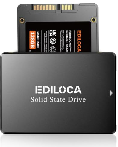 Ediloca SSD, SSD Festplatte Intern, 2.5 SATA III, bis zu 550MB/s, 3D NAND TLC, Kompatibel mit Laptop und PC-Desktop(ES106 128GB Black)