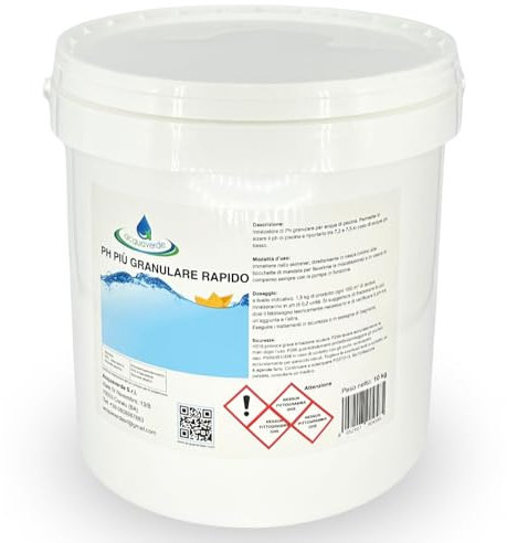 acquaverde | Ph + Più Granulare Correttore Rapido, Regolatore, Incrementatore, Innalzatore di Ph per Manutenzione e Trattamento Acqua di Piscina, 10 kg