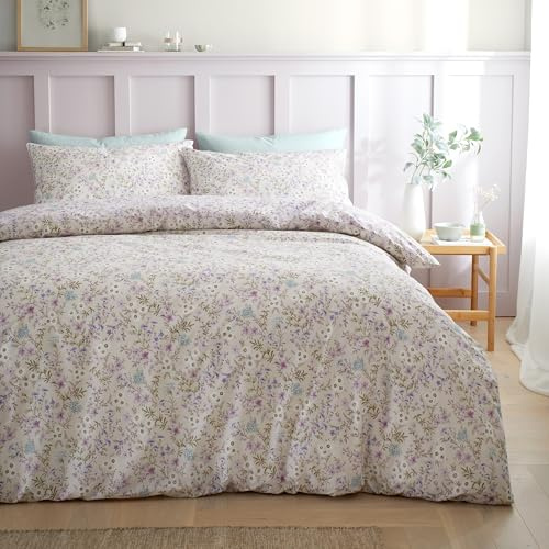 Bianca Ditsy Floral 200 Thread Count Cotton Reversible Single Duvet Cover Set with Pillowcase Lilac