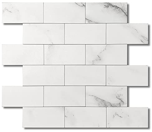 BeNice Selbstklebende Wandfliesen Klebefliesen Mosaik Weiß 10Blatt