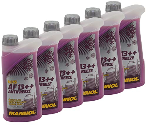 Kühlerfrostschutz MANNOL AF13++ Antifreeze 6 X 1 Liter Fertiggemisch -40°C rot