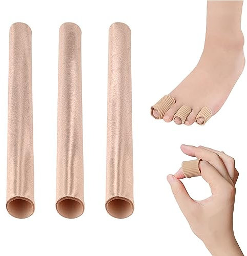 ZOCONE Tubos de Silicona para Los Dedos, 3 Piezas Tubos Protectores Dedos Pies Protector Dedos Mano Recortable Dediles para Dedos del Pie Fibra Separador de Dedos del Pie para Callos, 15cm(Medio)