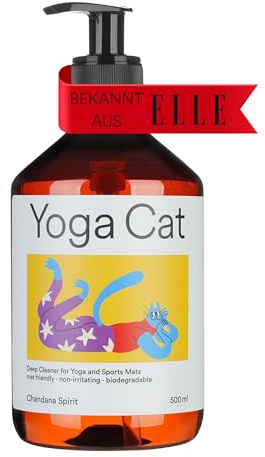 Yoga Cat Yogamatten Tiefenreiniger & Deep Cleaner 500ml | Bio Deep Cleaner gegen Schweiß & Geruch. Für Gymnastikmatten aus Kautschuk, Kork, TPE, PVC & Jute. Vegan & hautfreundlich.