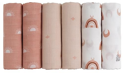 GLLQUEN BABY Muslin Squares Cloth for Baby, 6pack 70cm x 70cm Cotton Burp Cloths for Newborn, Absorbent & Breathable and Ideal to Clean, Wipe & Cover Newborns