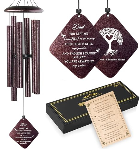 Doopeer Sympathy Gifts for Loss of Dad, 32 Memorial Wind Chimes for Loss of Father, Memorial/Bereavement Gifts for Loss of Father, Loss of Father Sympathy Gift, in Memory of Dad Papa (Bronze)