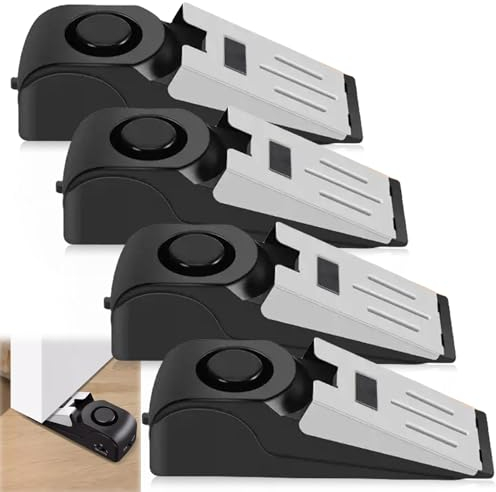 4er Set Türstopper Alarm, 120dB Lauter Tragbarer Keil Eingangsalarm, Türstopper mit Rutschfestem Gummi und Alarm, Alarm Keil für Tür Diebstahlschutz Sicherheit Von Wohnhäusern