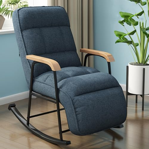 Schaukelstuhl wohnzimmer Textilene Schaukelstühl,Modern Schaukelstuhl mit Liegefunktion,Relaxsessel Lounge mit gepolsterter Sitzfläche,Metallrahmen Armlehnensessel für Innen, Außeneinsatz ( Color : De