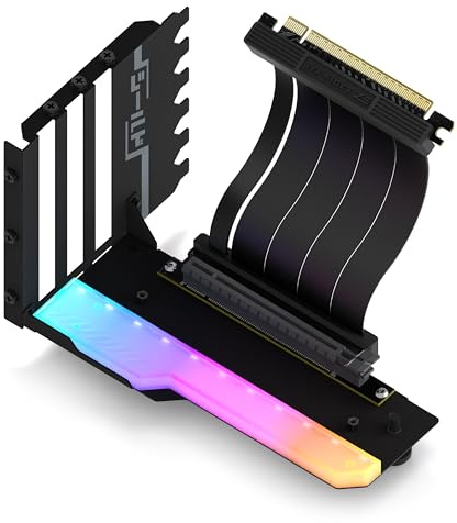 EZDIY-FAB Soporte vertical para GPU con cable vertical 4.0 de alta velocidad, módulo ARGB, 115 mm/4.52 pulgadas, extensión flexible, enchufe de 90 grados, compatible solo con apertura completa