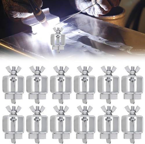 HOMURY 12 Stück Schweißklammern Stumpfschweißklemmen: Blech Stumpfschweißen Schellen für Wiederverwendbar, Schweißzubehör für Haushalt, Industrie, Autotürschweißklemme