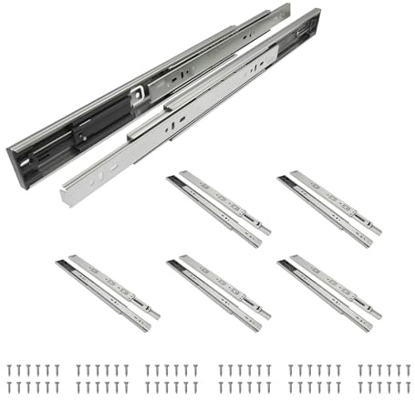 SAYOYO Kugelgelagerte Schubladenschiene 400 mm, 12 Stück (6 Paar) Voll Ausziehbare Schubladenauszüge mit Dämpfung (SoftClose), Laufschienen für Schubladen mit 45,5 mm Aussparung,Tragfähigkeit 45 kg
