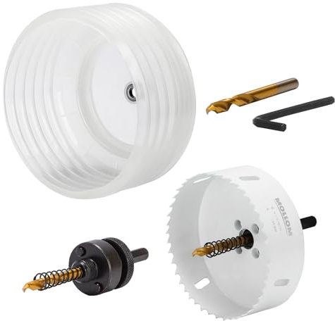 Mollom (4-1/4 | 108mm) HSS M42 8% Cobalt BI-Metal Hole Saw with Dust Bowl for Recessed Lights Can Lights,2 Pilot Drill Bits&Mandrel Cutting for PVC,Drywall,Wood,Plastic,Gypsum Board,Metal