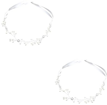 FRCOLOR 2stücke Handgefertigter Brautschmuck Mit Perlen Und Strass Eleganter Haarreif Mit Satinband Für Hochzeiten Und Besondere Anlässe