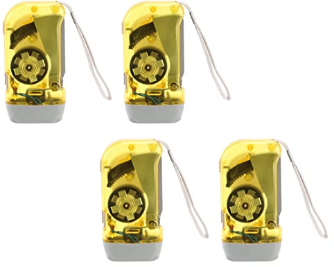 Oikabio Lot de 4 lampes de poche dynamo 3 LED à manivelle sans pile