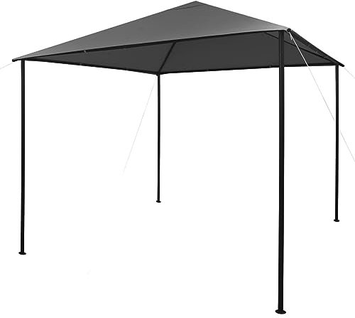 Homgoday Tonnelle 3x3m Anthracite Tissu et Acier 180g/m² Abri de Jardin Extérieur pour Terrasse Jardin Tente Tente de Fête Tente Evénement Chapiteau Auvent