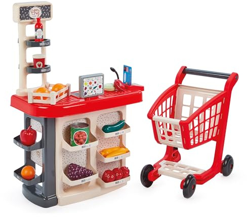 Jouets Ecoiffier - 1676 - Sortie de Caisse + Chariot - Jeux d'imitations pour Enfants - Dès 18 Mois- Fabriqué en France