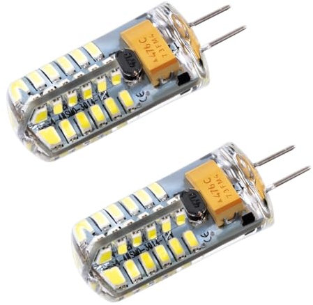 2PCS G4 LED Bulb 2W 4W T3 JC Bi-Pin Base AC 12V Daylight White 6000K Halogen Bulb Replacement for Under Cabinet Puck Light Chandelier Lighting,Cool White,3W