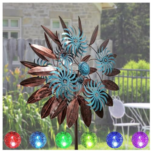 Solar Garten Windrad 213 cm, WindmüHlen Garten Edelstahl Kugellager, Windrad FüR Terrasse Und Garten