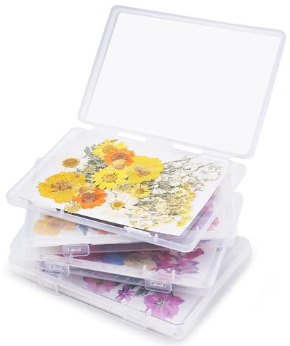Aboofx 4PCS Dried Flower Storage Box Set with Blotting Paper, Ziplock Bag and Desiccant, Flower Preservation Kit - Good Seal, High Capacity to Keep Flowers Color and Dry, 6.3 x 4.3 inch(16x10.9cm)