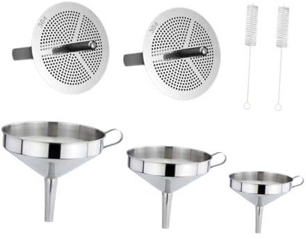 Mikinona Set de Embudos de Acero Inoxidable Filtro, Utensilios de Cocina Inoxidables, Resistente al Óxido Olor, Adecuado para Uso Doméstico en Cocina