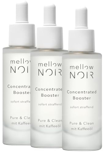 mellow NOIR Concentrated Booster 3x 30ml | SOFORT STRAFFEND | Hyaluron Gesichtsserum | Augenserum | Serum zur Augenpflege & Gesichtspflege | Vegan | zertifizierte Naturkosmetik