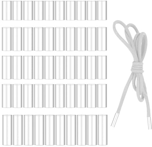 Yuanchu 50 cordones transparentes para zapatos con cabeza de cuerda, tubos retráctiles, cordones de zapatos para tenis, tubos termorretráctiles para zapatos