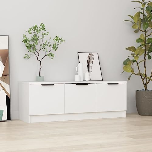 Myheimly TV Schrank Lowboard TV Möbel Tisch Board Sideboard Fernsehtisch Fernsehschrank HiFi-Schrank 102x35x36,5cm Holzwerkstoff Weiß