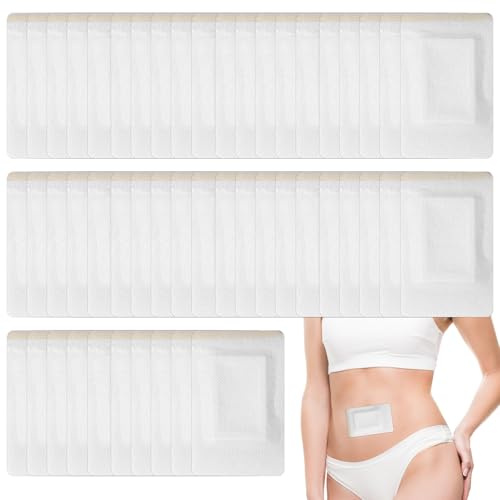 50 Stück Rizinusölpackungen für den Bauchnabel (Öl Nicht im Lieferumfang Enthalten), Stark Saugfähige Selbstklebende Rizinusölpflaster zum Einmalgebrauch für den Bauchnabel (Weiß)