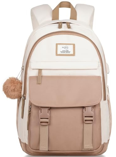 MOMUVO Sac à Dos 15,6 Pouces pour Fille Ado et Femme, Cartable Scolaire Lycée Université avec Port pour Ordinateur, Sac d'École Tendance