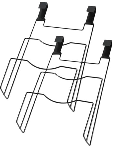 PartyKindom 2pcs Pot Lid Rack Black Kitchen Storage Holder for Cabinet Door Pan Lid Organizer Cooking Utensil Holder