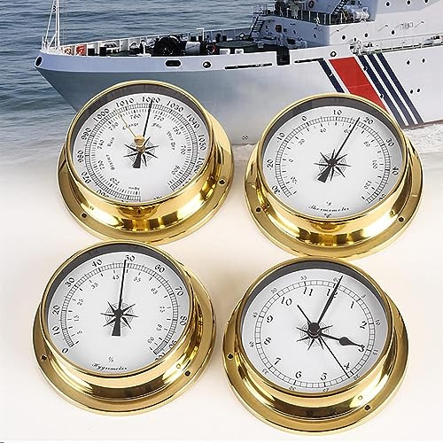 Stazione meteorologica analogica portatile Stazione meteorologica analogica portatile, barometro termometro igrometro a parete, barometro da pesca, custodia in ottone 5,7 pollici Accessorio for barca,
