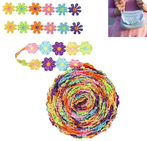Blumen Spitzenband,5 Yard 25mm Spitzenborte Stickerei Dekoband Zierband Borten Bänder Blumenband,Bunte Dekoband Spitzen Spitzenborte,für Diy Handwerk Nähen Basteln Geschen Deko