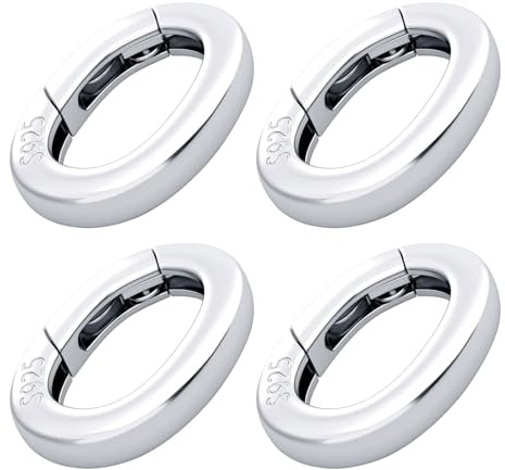 RUISPEED 4 Stück 925 Sterling Silber Karabinerverschlüsse, runde Federringe, hypoallergen, ideal als Armband- & Kettenverschluss für Schmuck selbst machen, DIY-Bastler & Juweliere