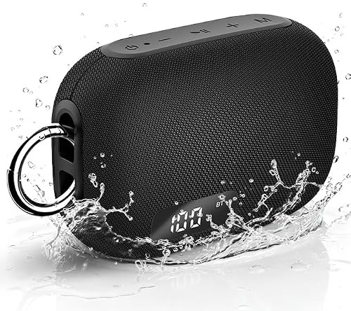 Altavoz Bluetooth 5.4 Potente 15W, Pantalla Digital Inteligente, Altavoces Bluetooth Potentes Bass Boost, TWS y Tarjeta TF, USB, 20H Autonomía, IPX7 Impermeable para Camping,Viajes, Aire Libre, Negro